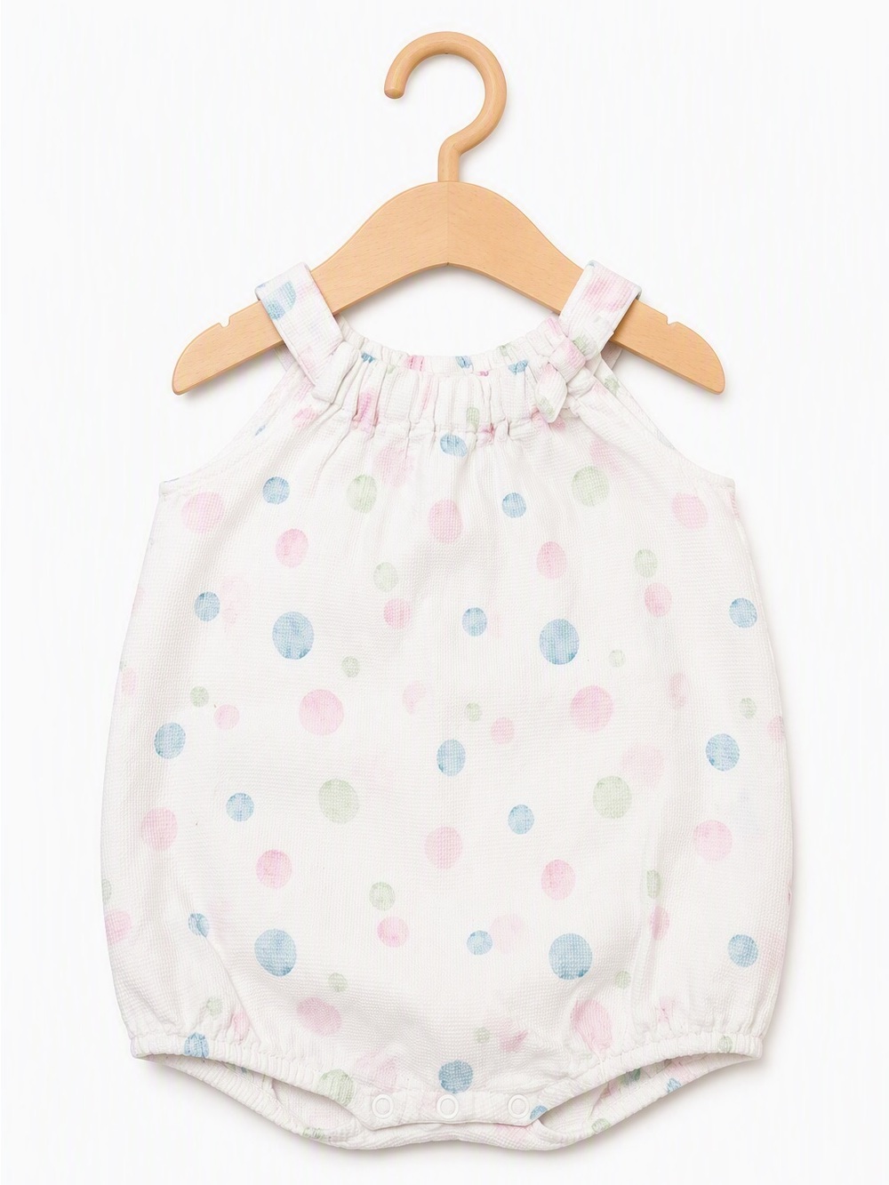 EMC Italy Luxury Pastel Watercolor Dot Waffle Halter Bubble Romper 12M